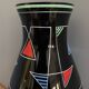 Black Glass vase with enamel decoration by VEB Wasungen 1970s