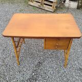 Vintage rattan desk from the 60s, 100cm L