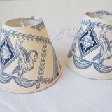 Lot de 2 abat-jour à clips toile de Jouy bleu