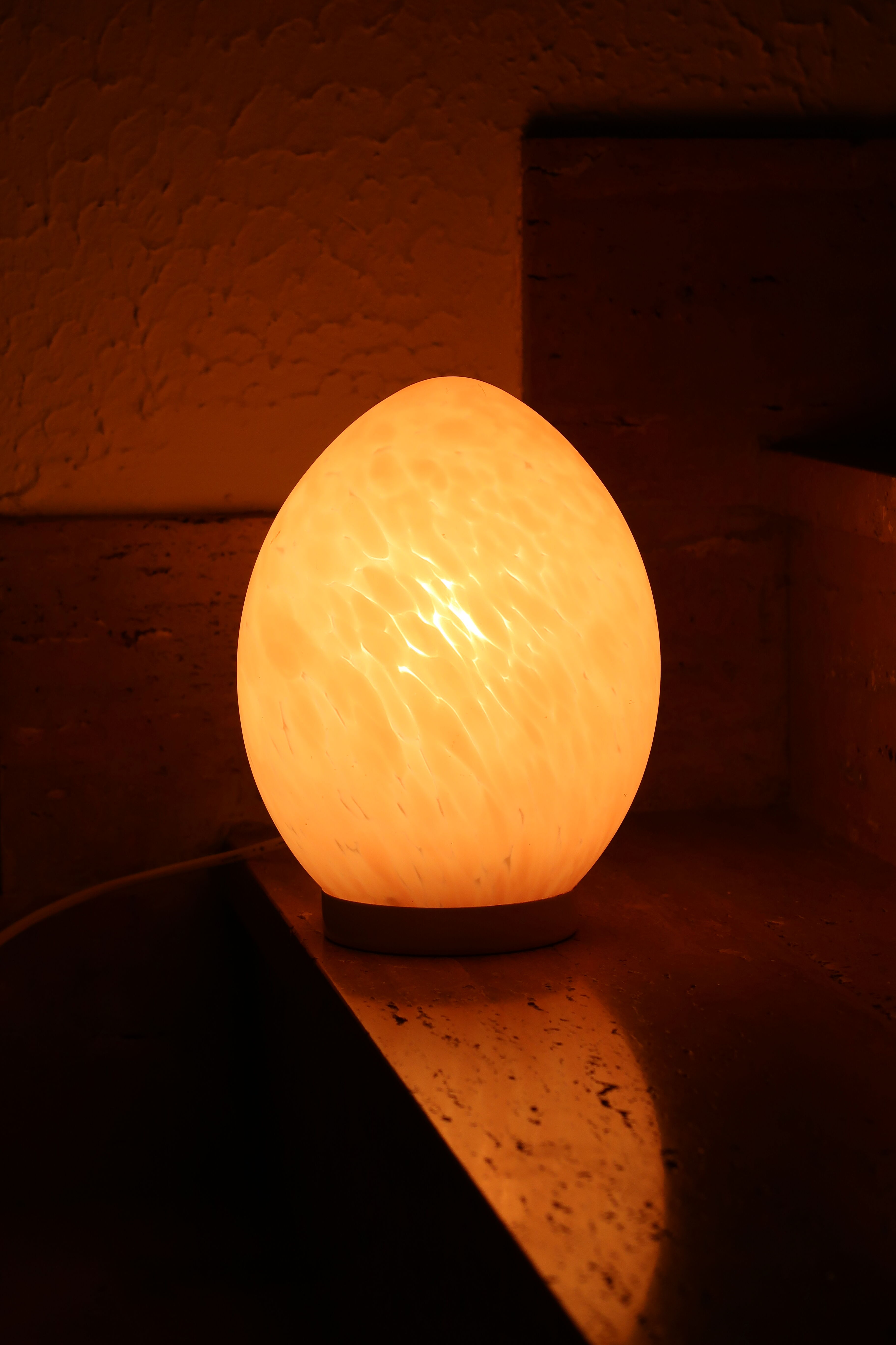 Pale pink opaque glass egg lamp, 60s