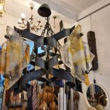 Chandelier iron struck & murano glass, 1970