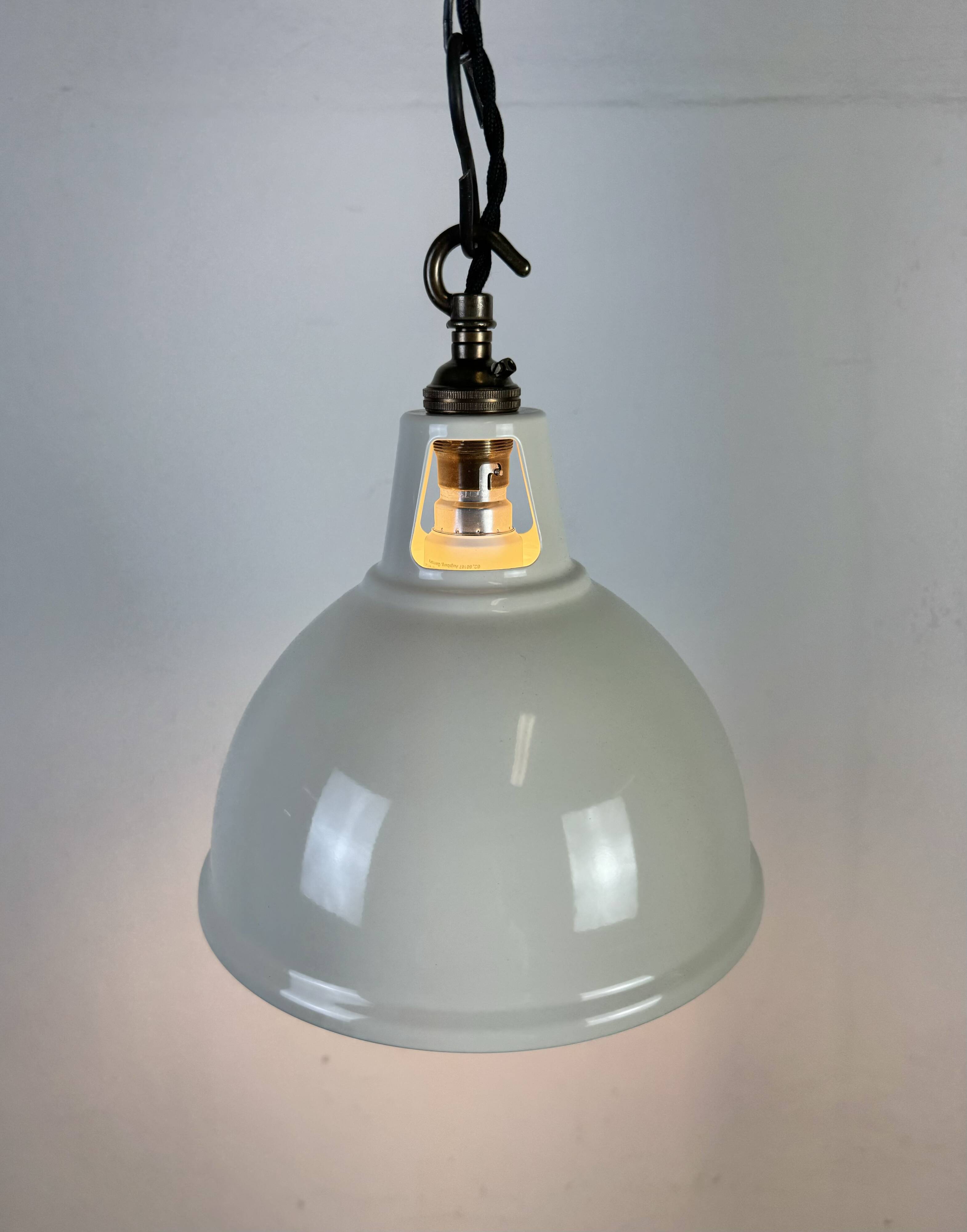 Vintage Industrial Beige Painted Pendant Lamp