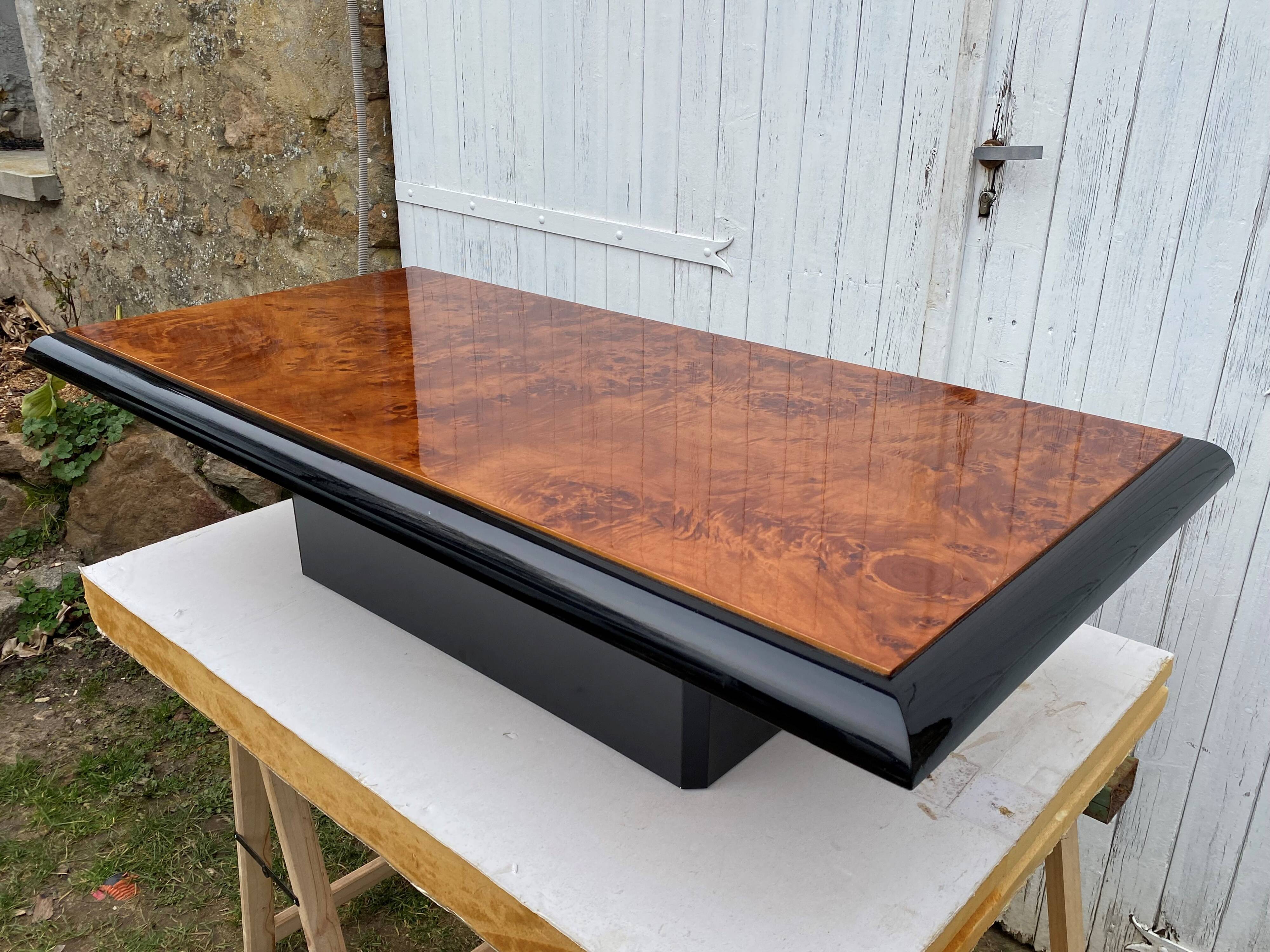 N1 coffee table in vintage 70s elm burl