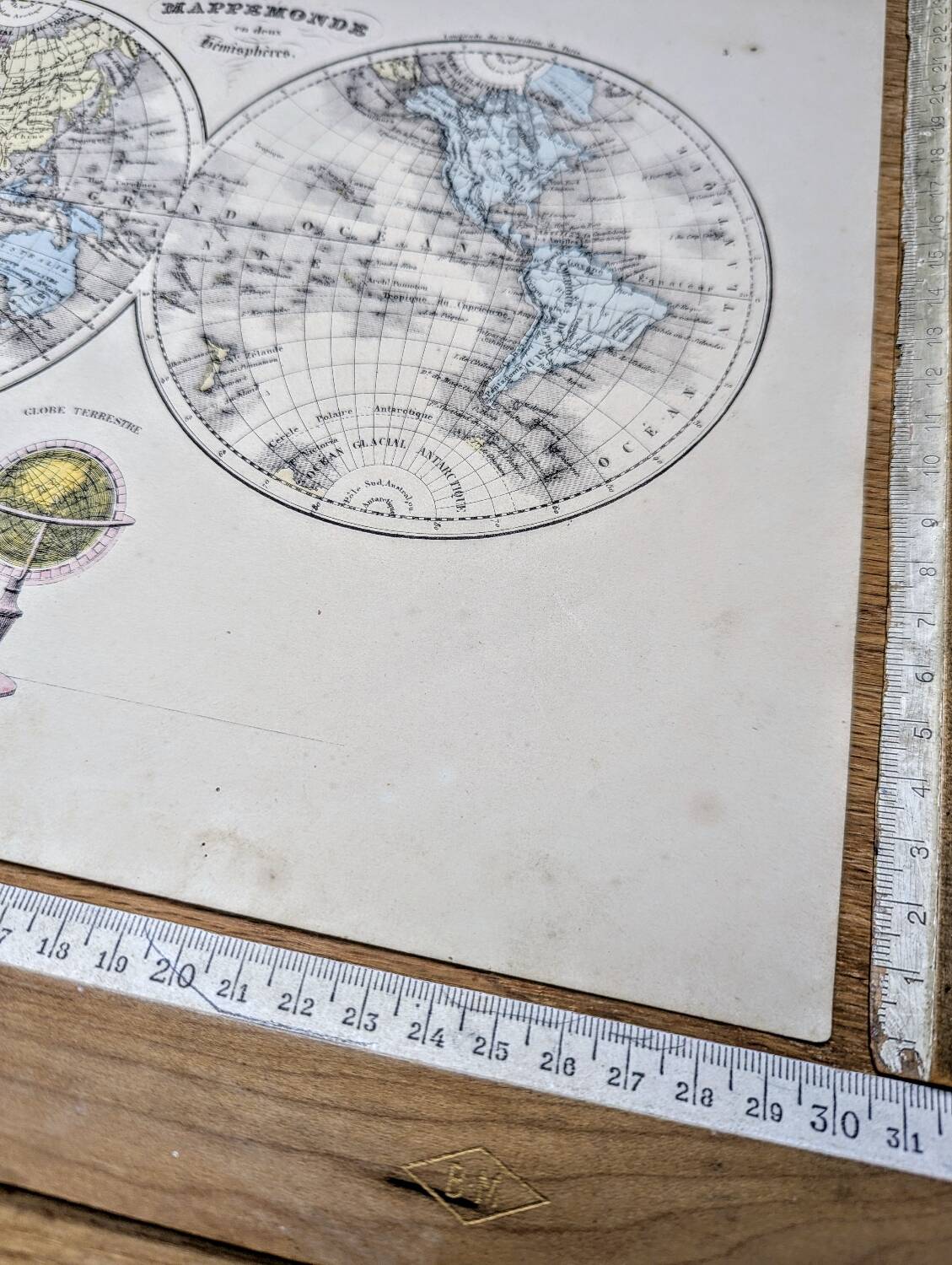 Antique world map, printed in 1852