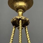 Art Deco chandelier. Marble, solid gilded bronze.