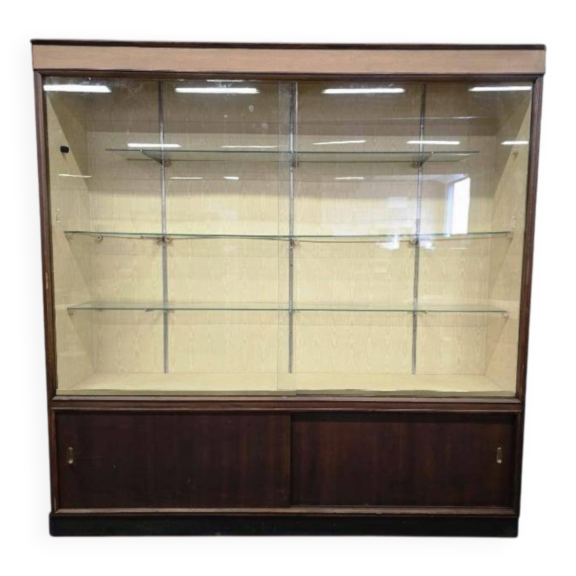 XL vintage wooden display cabinet / sideboard / wall cupboard