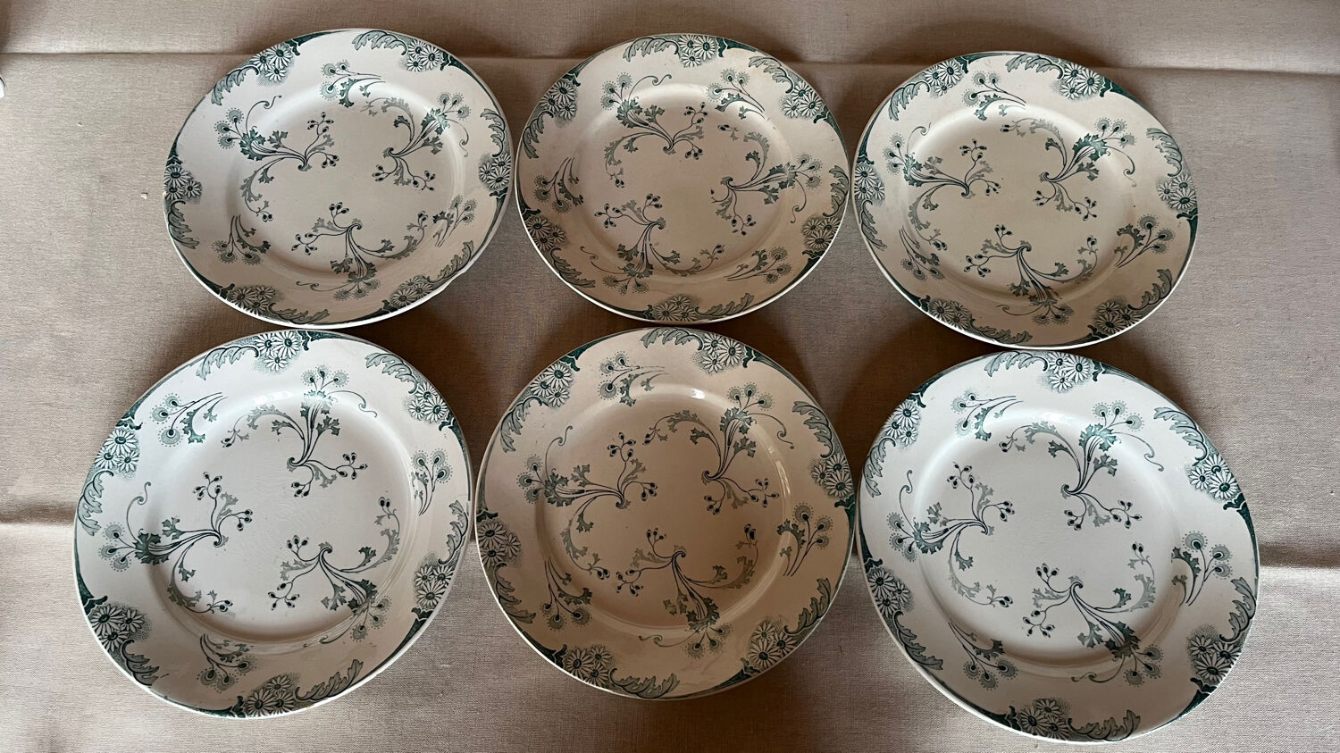 Set of 6 flat plates KG Luneville vintage