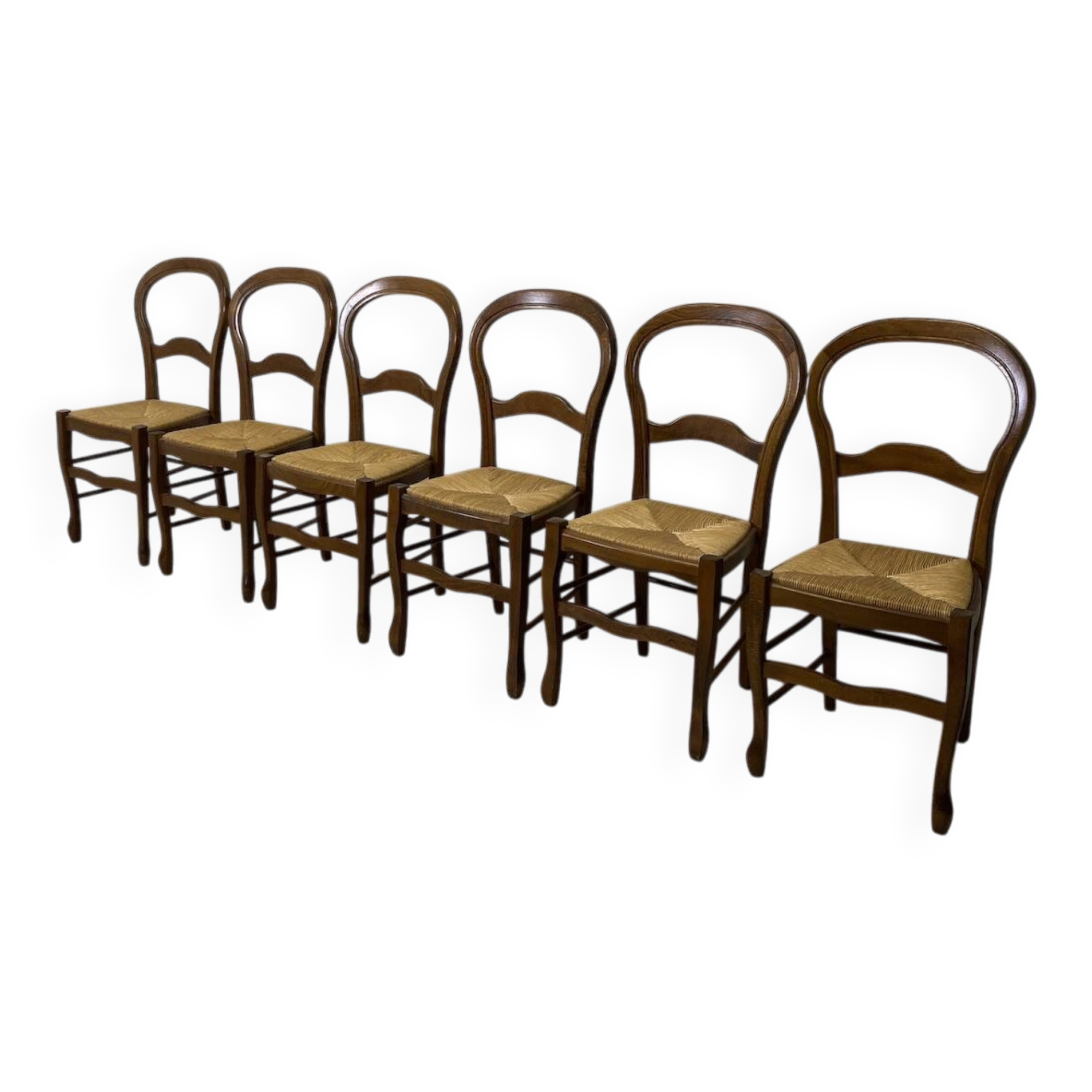 Ensemble de 6 chaises paillées vintage