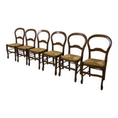 Set of 6 vintage straw chairs