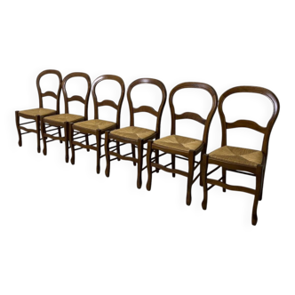 Ensemble de 6 chaises paillées vintage