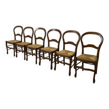 Set of 6 vintage straw chairs