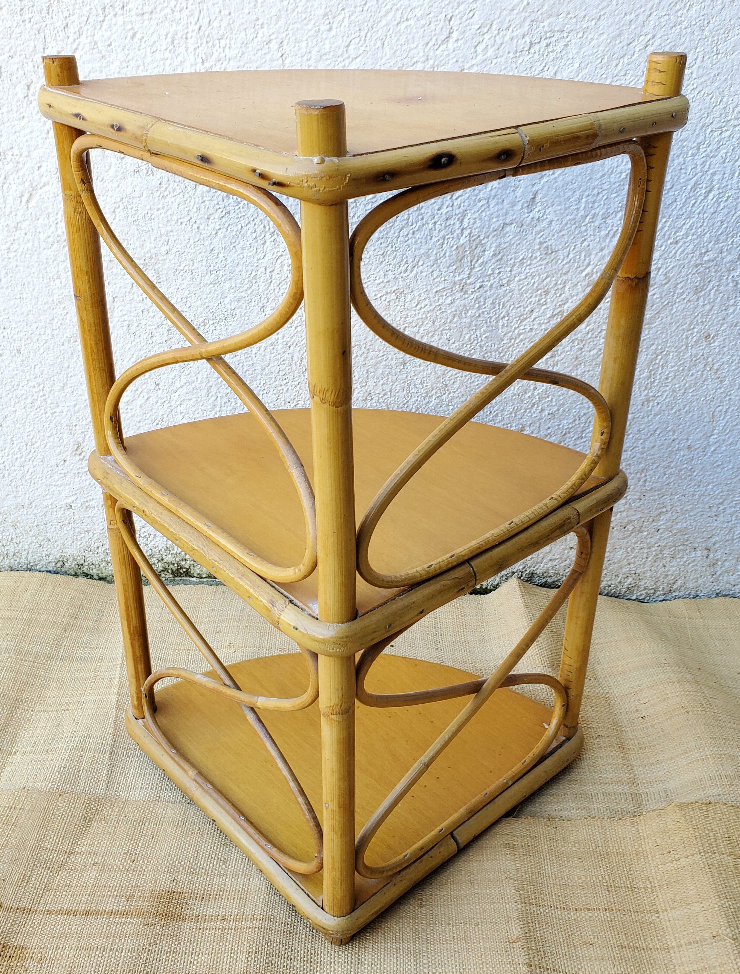 Rattan corner shelf