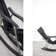 Vintage Mid-Century Postmodern Minimalist Black Leather Rocking Chair by Takeshi Nii, 1950s