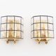 Pair of brass and glass facetted sconces by Glashutte Limburg