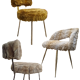 Set of 3 Moumoute Chairs, 2 Pelfran, 1 Barrel from 1960-1970.