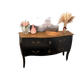 Curved chest of drawers in black wood and oak – Louis XV style revisited