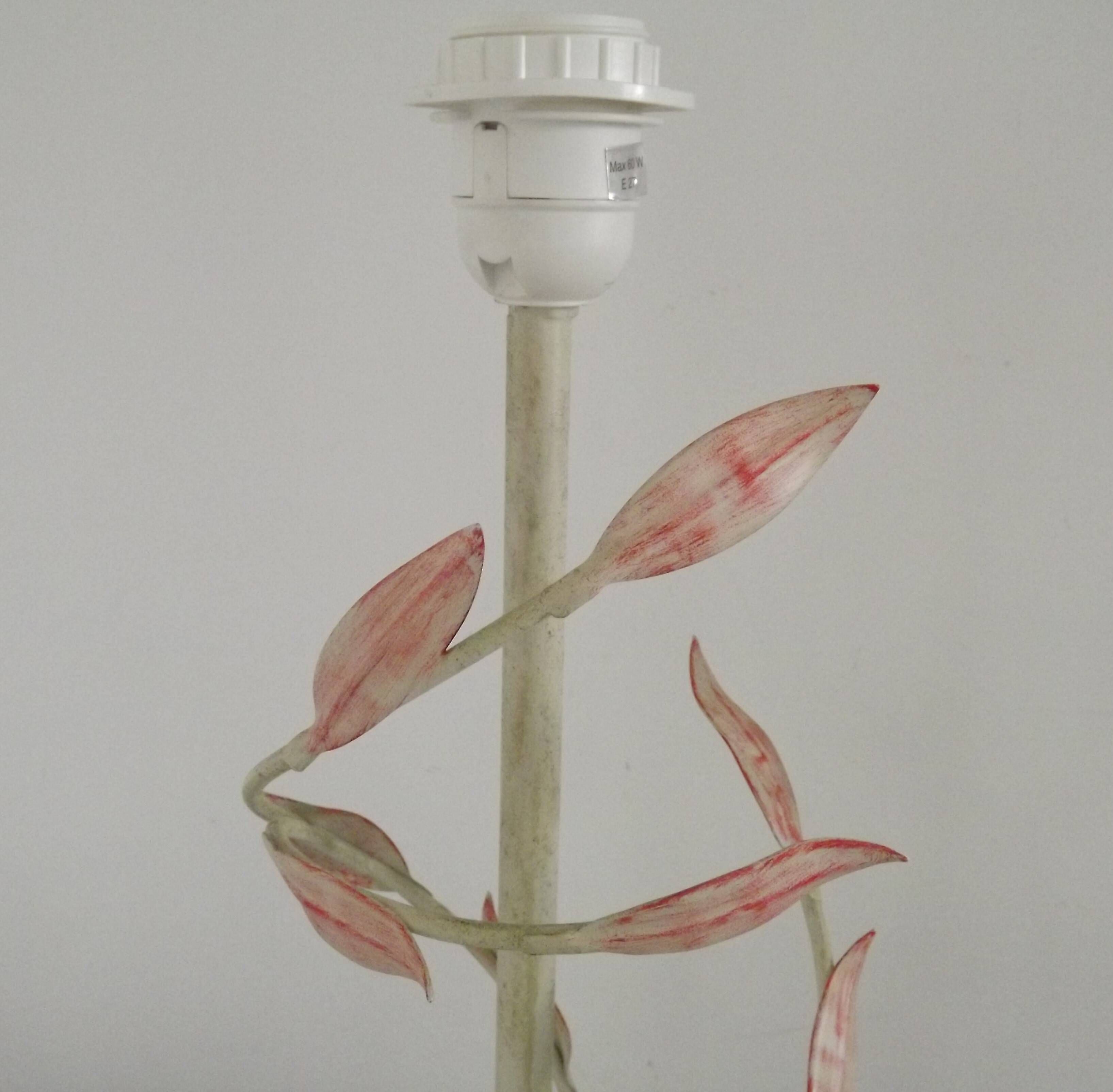 Pair Of French Vintage Metal Table Lamps With Scrolling Leaf Detail