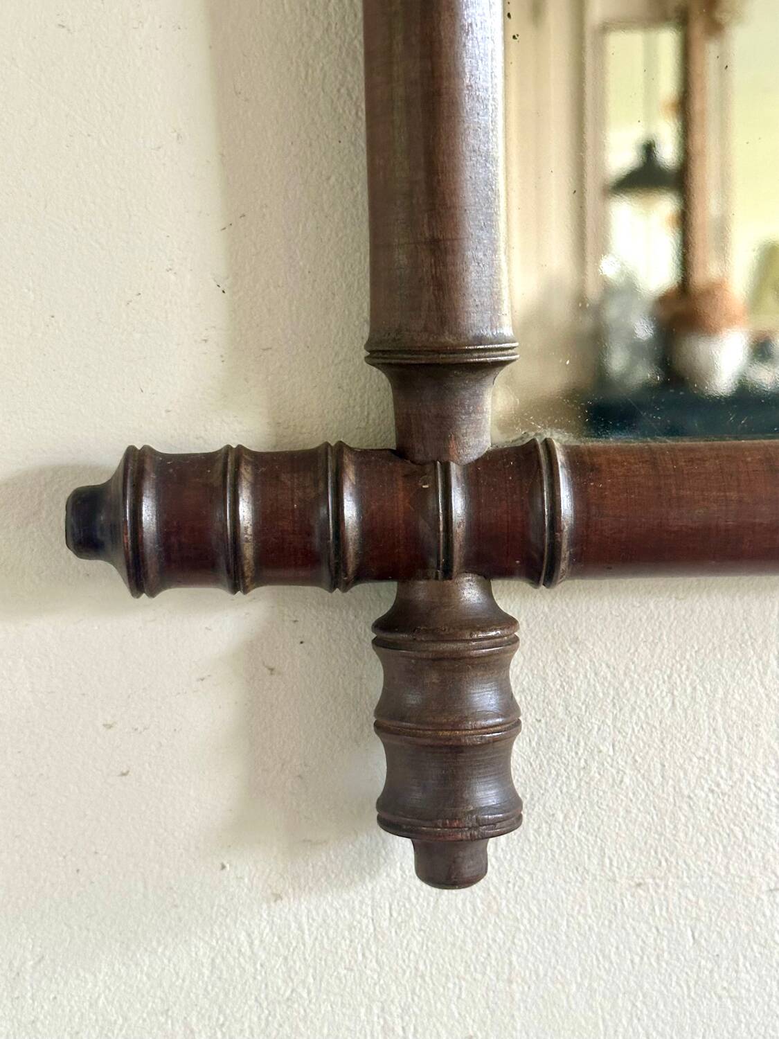 Bamboo-shaped wooden mirror