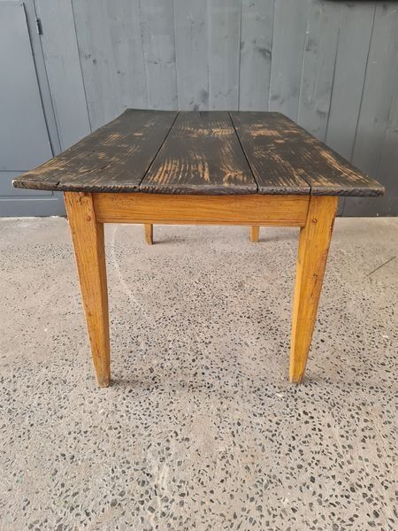 Wooden farmhouse table top black patina