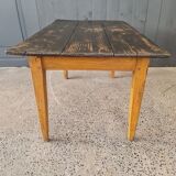 Table de ferme bois dessus patine noire