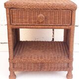Wicker and rattan bedside table