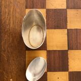 Guilloché silver metal oval cigar box