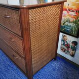 Rattan and bamboo chest of drawers