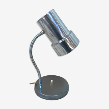 Industrial desk lamp in polished and flexible metal 1950 bedside to install