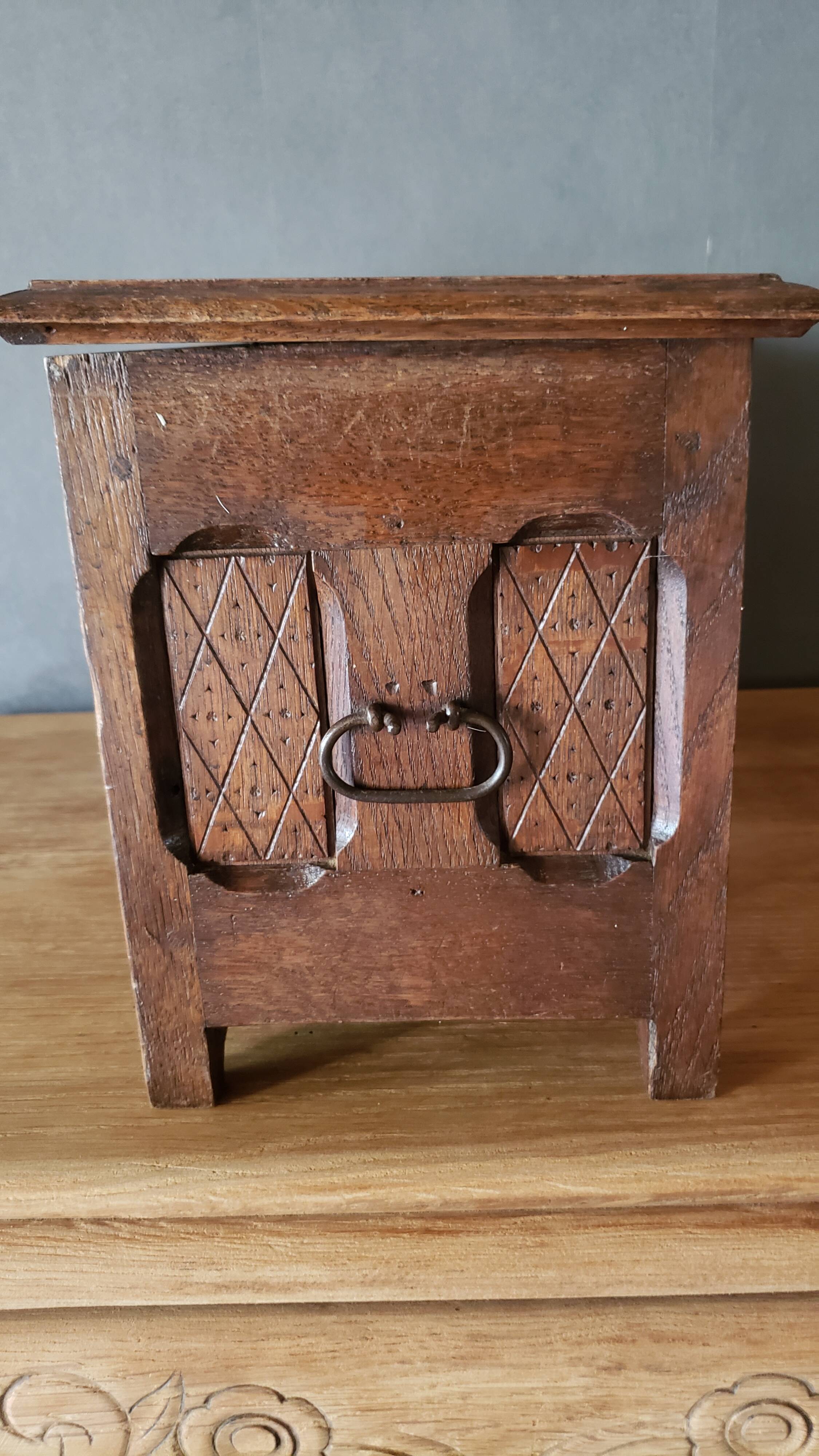 Mini carved oak chest