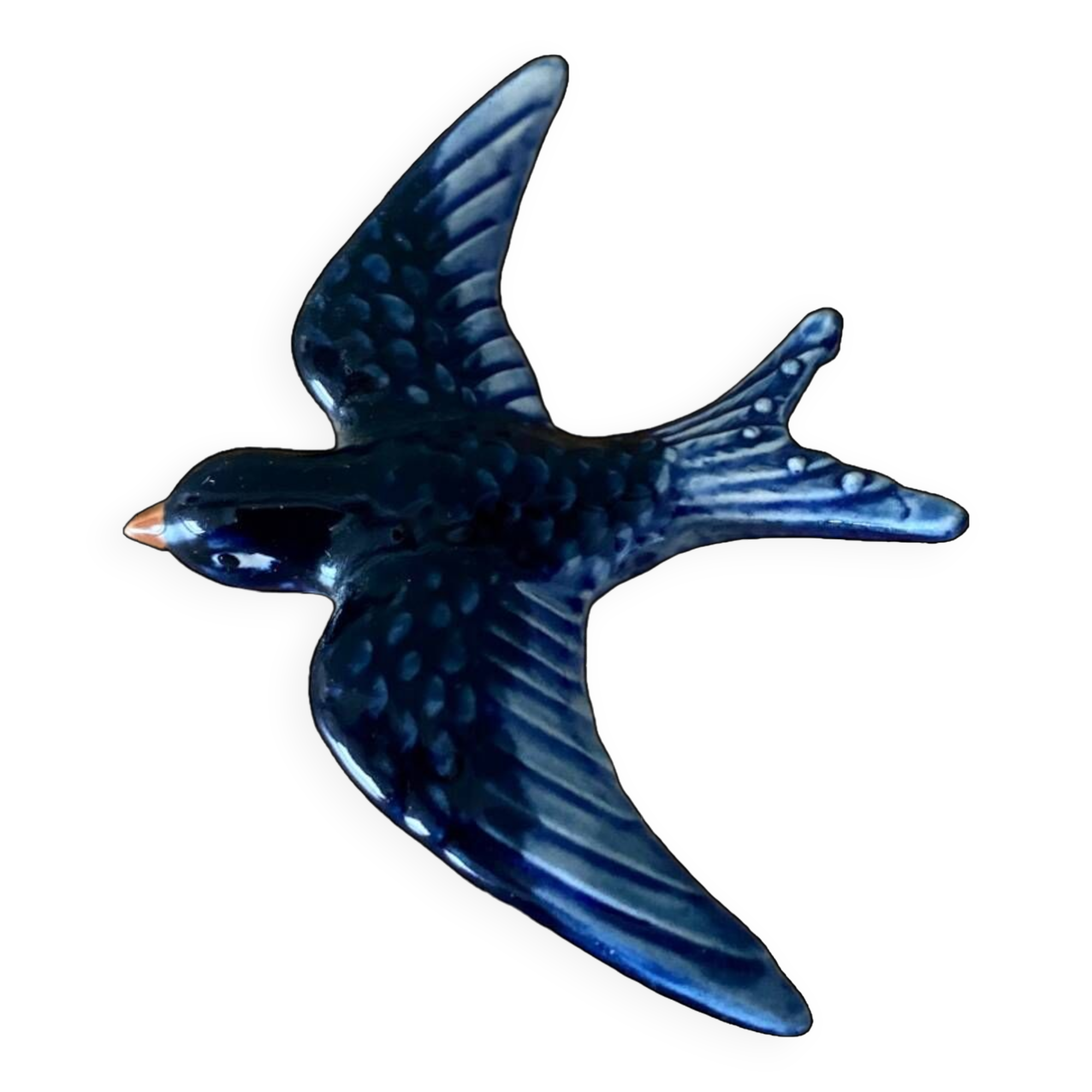 Vintage wall swallow in blue ceramic
