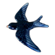 Hirondelle murale vintage en céramique bleue
