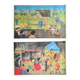Old school poster Ogé-Hachette The Stadium & The Menagerie – 1960s