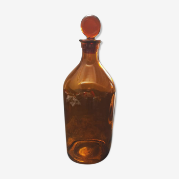 Pharmacy bottle / apothecary in amber glass early 20th total height 26 cm 1000 cl