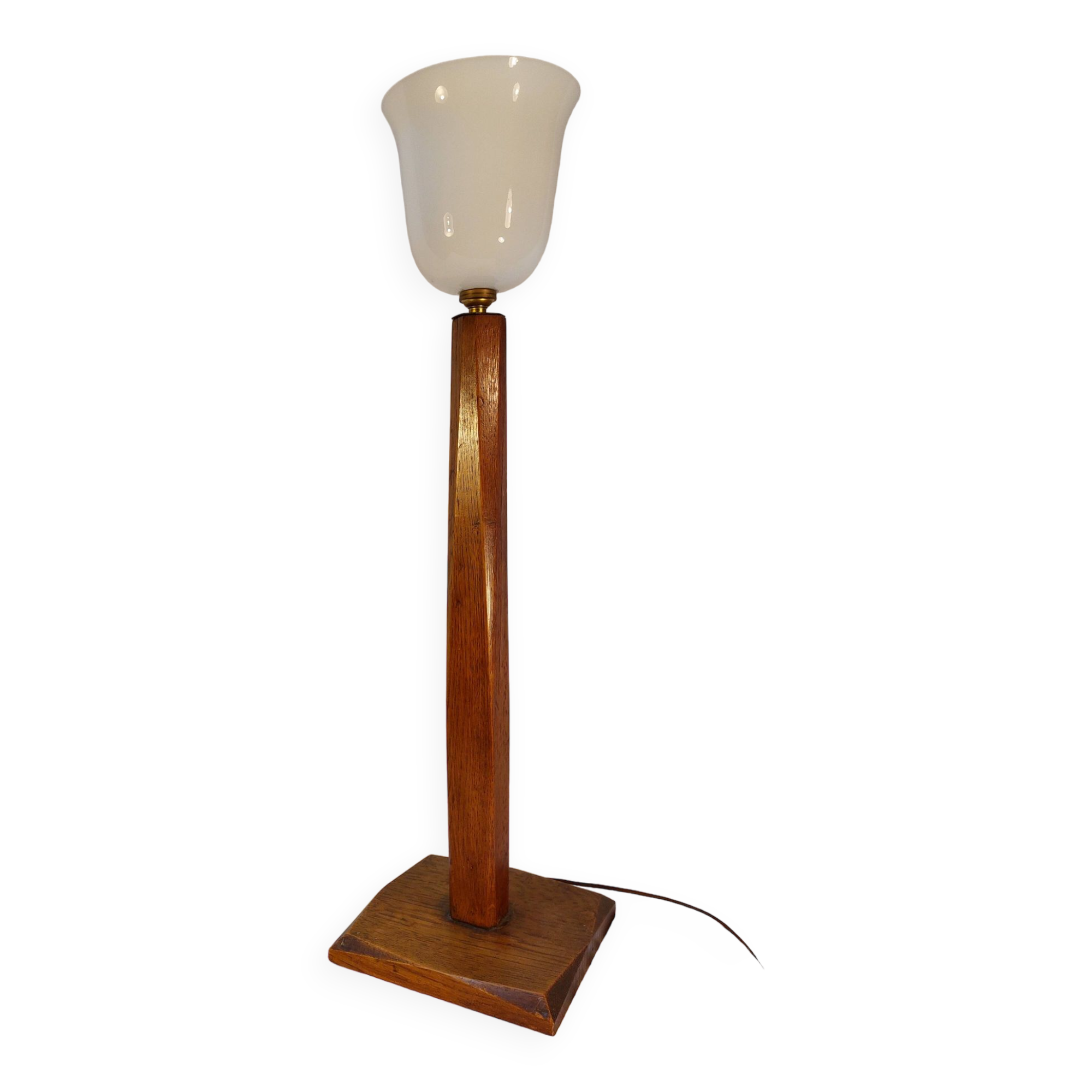 Old Art Deco table lamp 70 cm Mazda style in solid wood