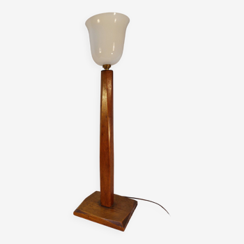 Old Art Deco table lamp 70 cm Mazda style in solid wood
