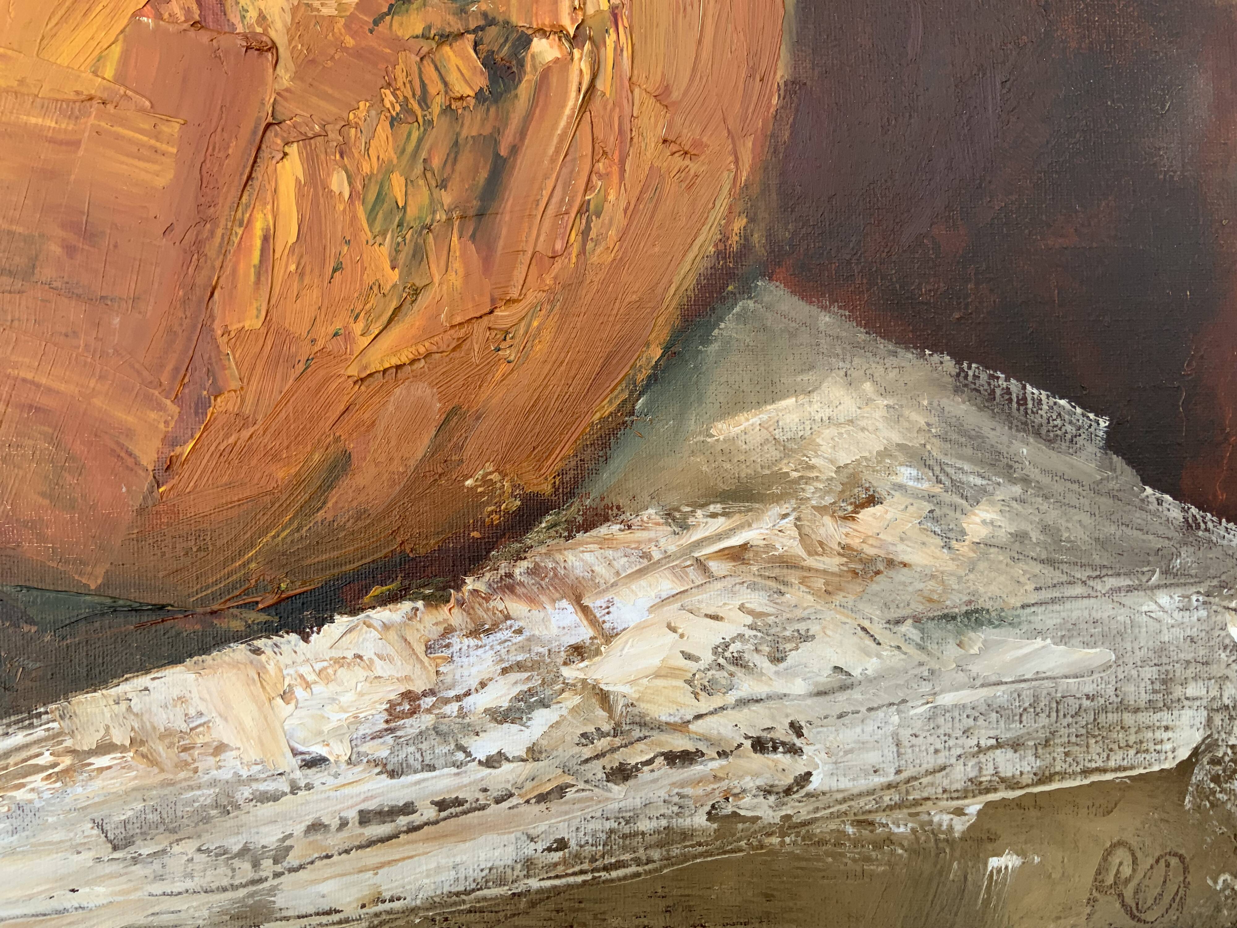 Vintage Still life with Pumkin oil Painting on Canvas signed