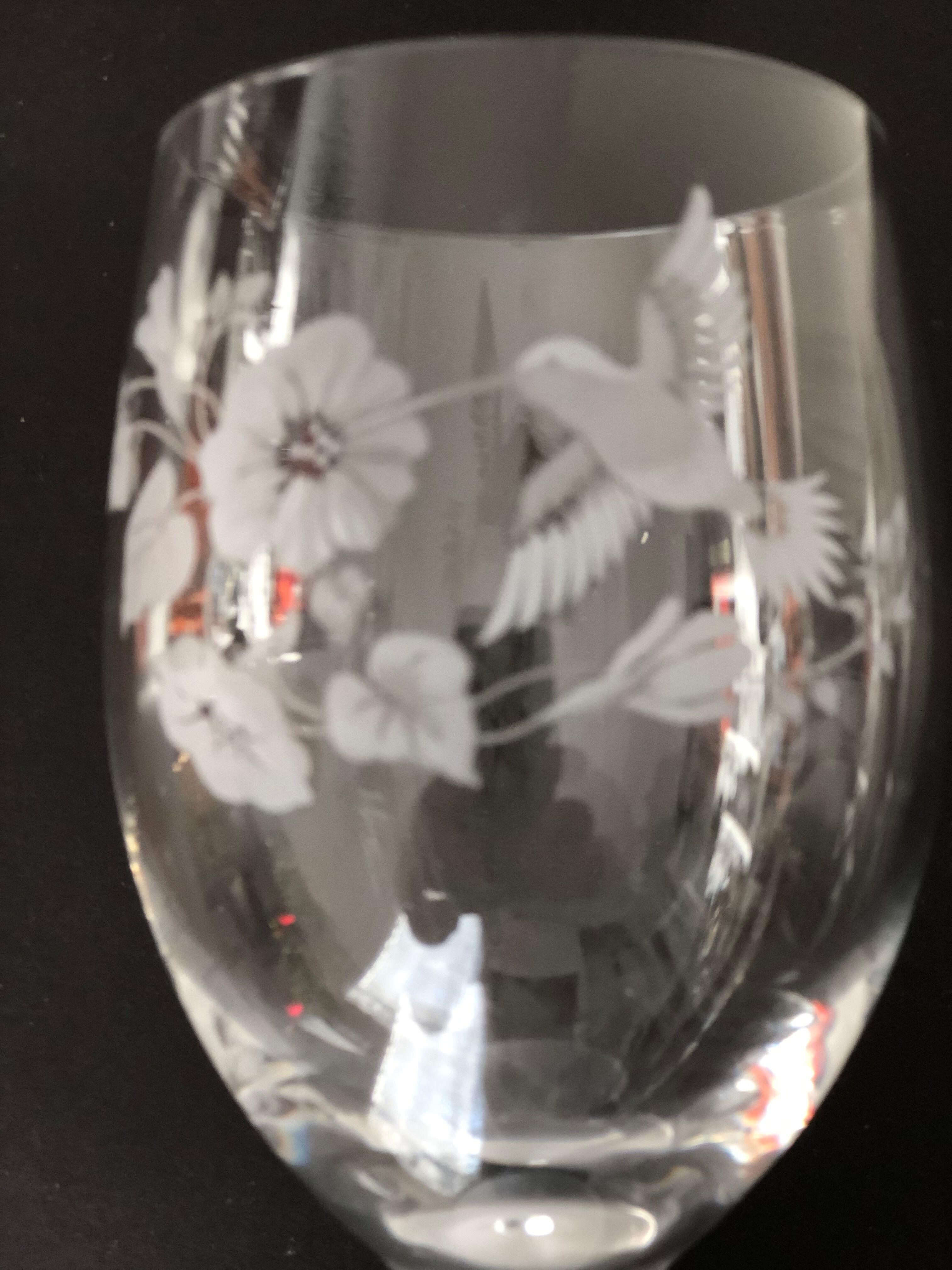 6 cut crystal wine glasses