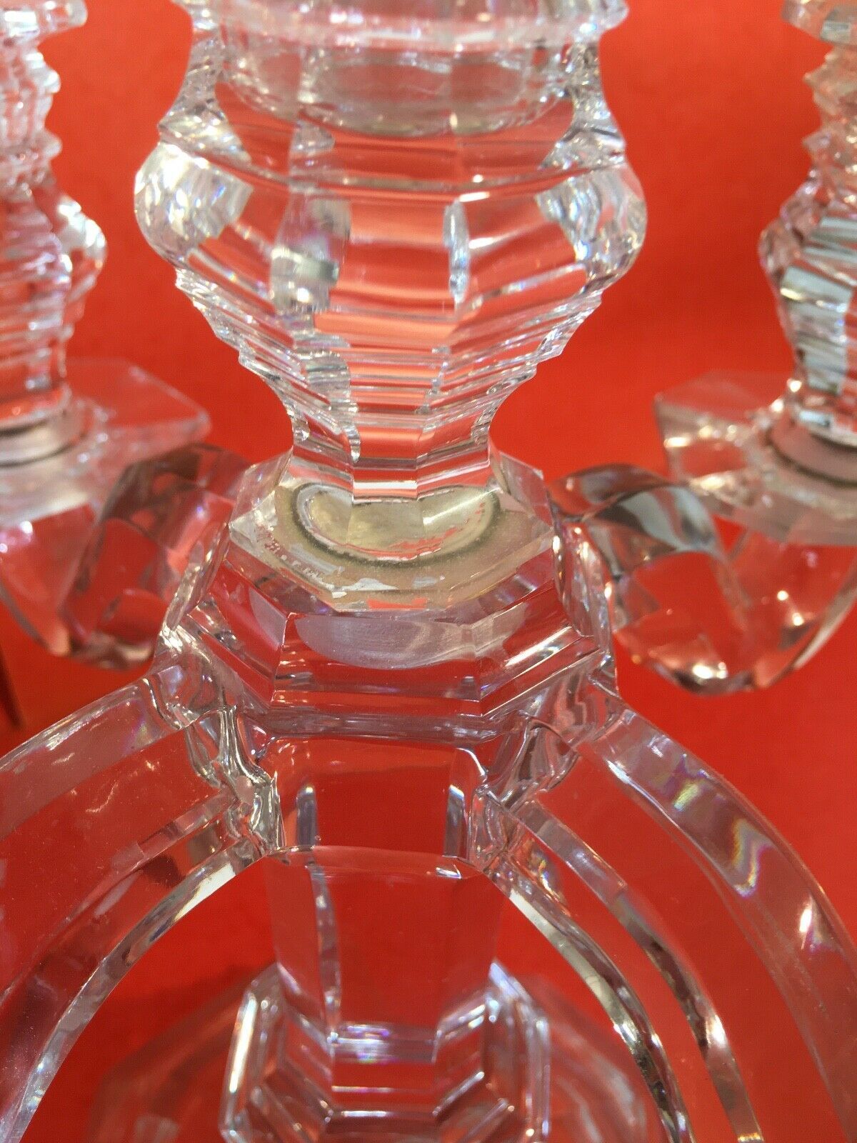 Pair candelabra crystal candlestick Baccarat regency model 5 lights