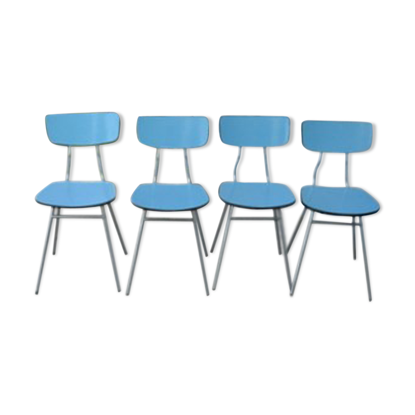 Lot of 4 chairs in blue formica