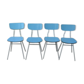Lot of 4 chairs in blue formica
