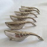 Set of 6 silver metal knife holders in the shape of a swan or goose festive table decoration