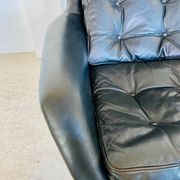 Vintage Danish swivel chair in black leather by Bramin