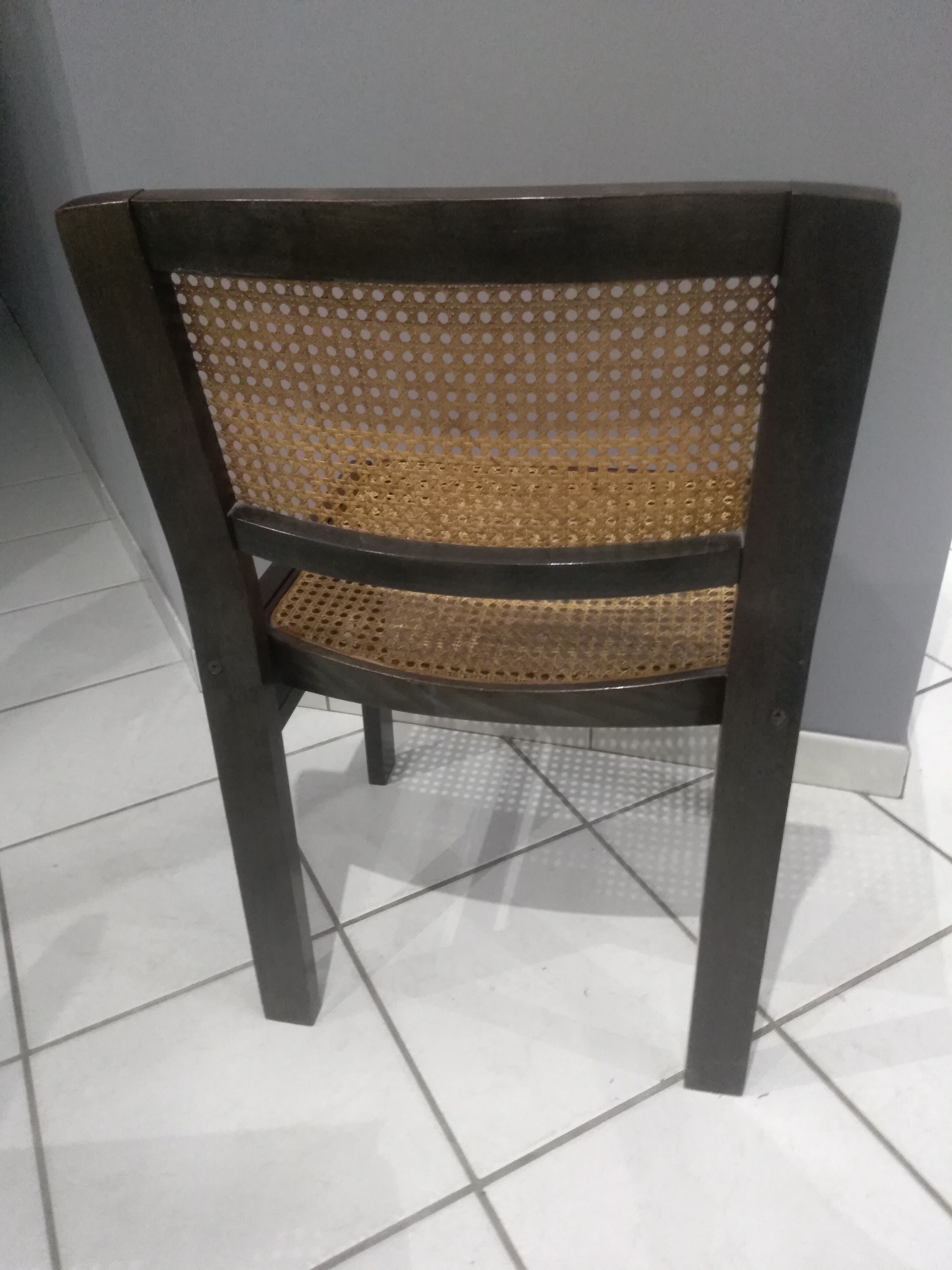 Suite de 4 chaises en cannage Baumann vintage 1970