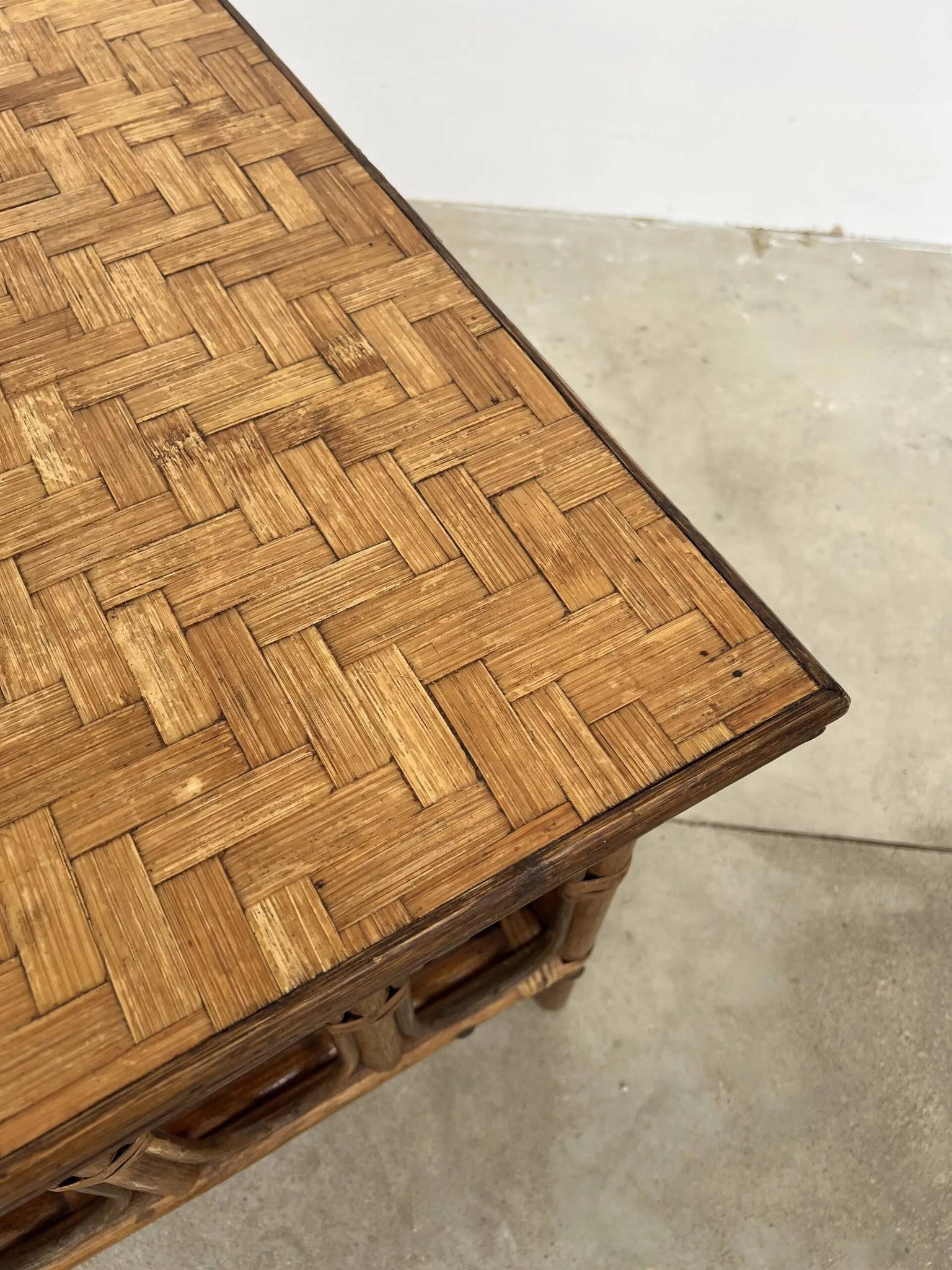 Table Basse Carrée en Rotin & Bambou – Plateau Amovible