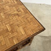 Table Basse Carrée en Rotin & Bambou – Plateau Amovible