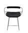 Kitchen bar stool with a black smoked metal backrest and navy blue leather.