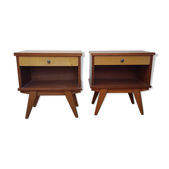 Pair of wooden bedside table 60s