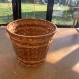 Vintage braided wicker pot cover