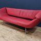 Vintage red leather Leolux Arabella design sofa used