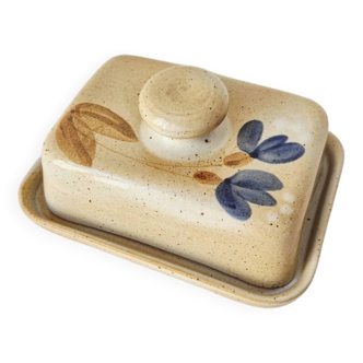 Stoneware butter dish with floral decoration from the 70s - Grès du Marais Vintage